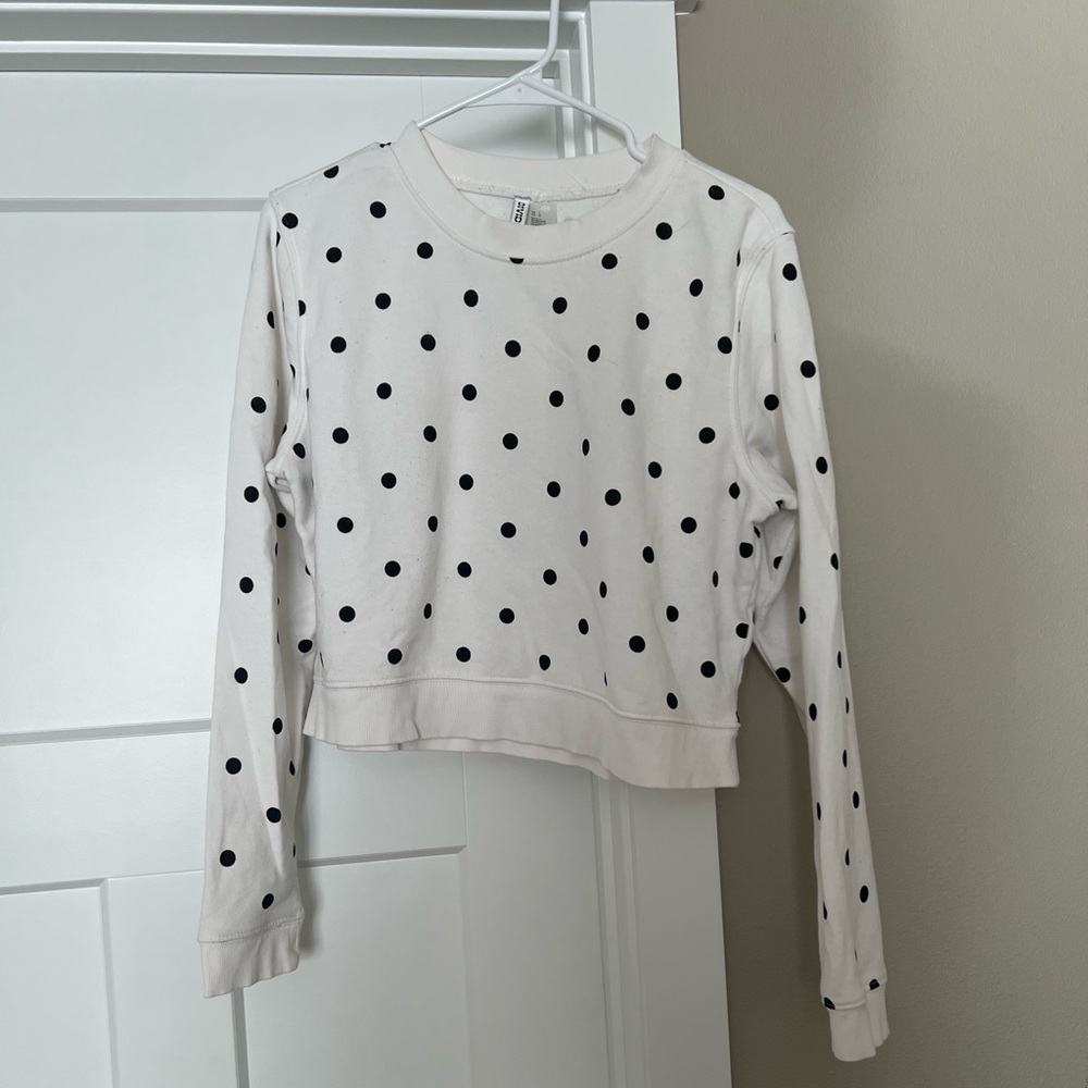 H&M White Sweater with Black Polka Dots